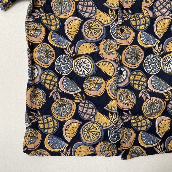 Junk Food Clothing Art Style Navy Pineapple Fruit Button Front Men Shirt Size L - Picture 5 of 16
